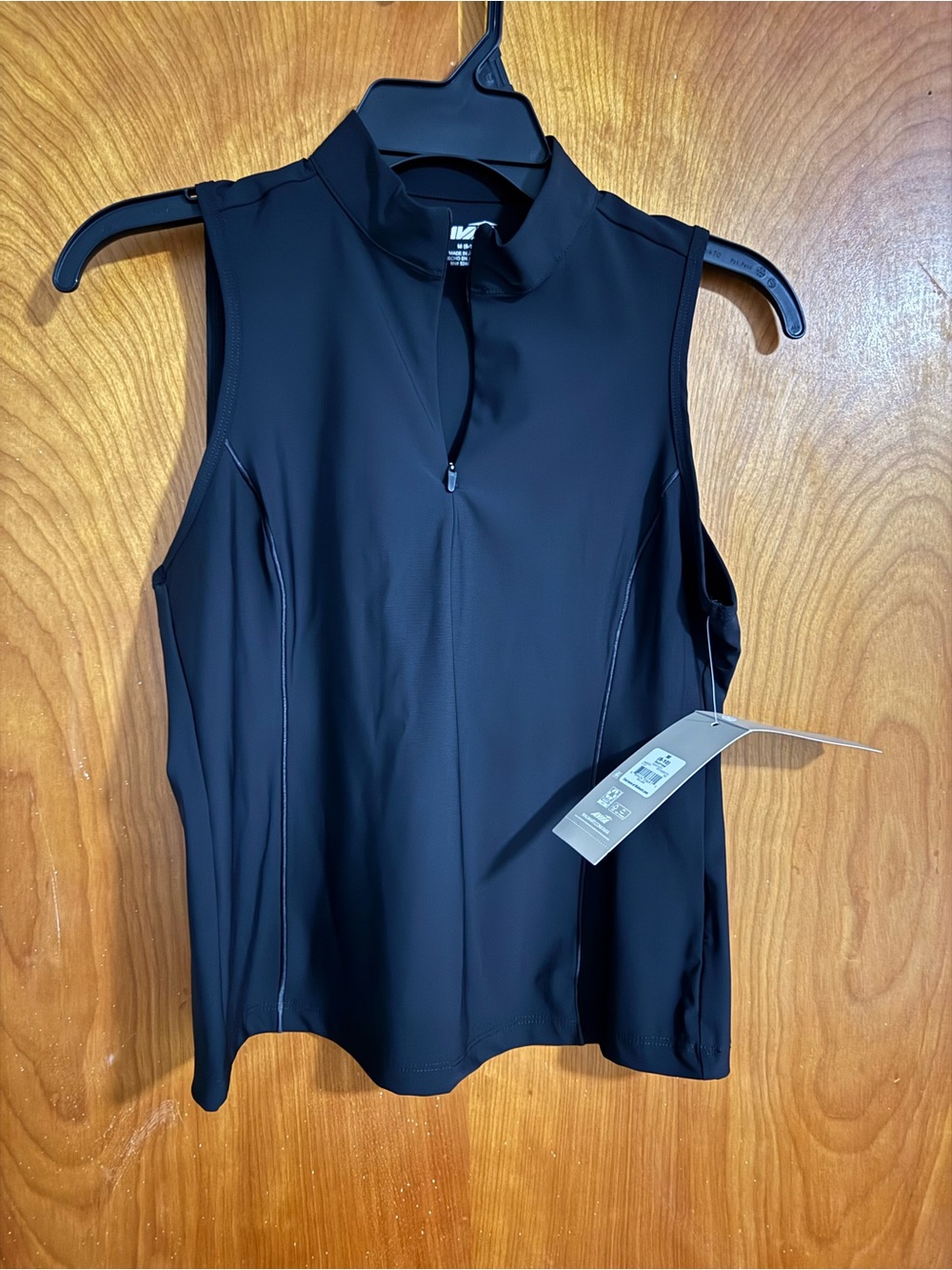 Avia Black Sleeveless Zip-Front Athletic Tank
